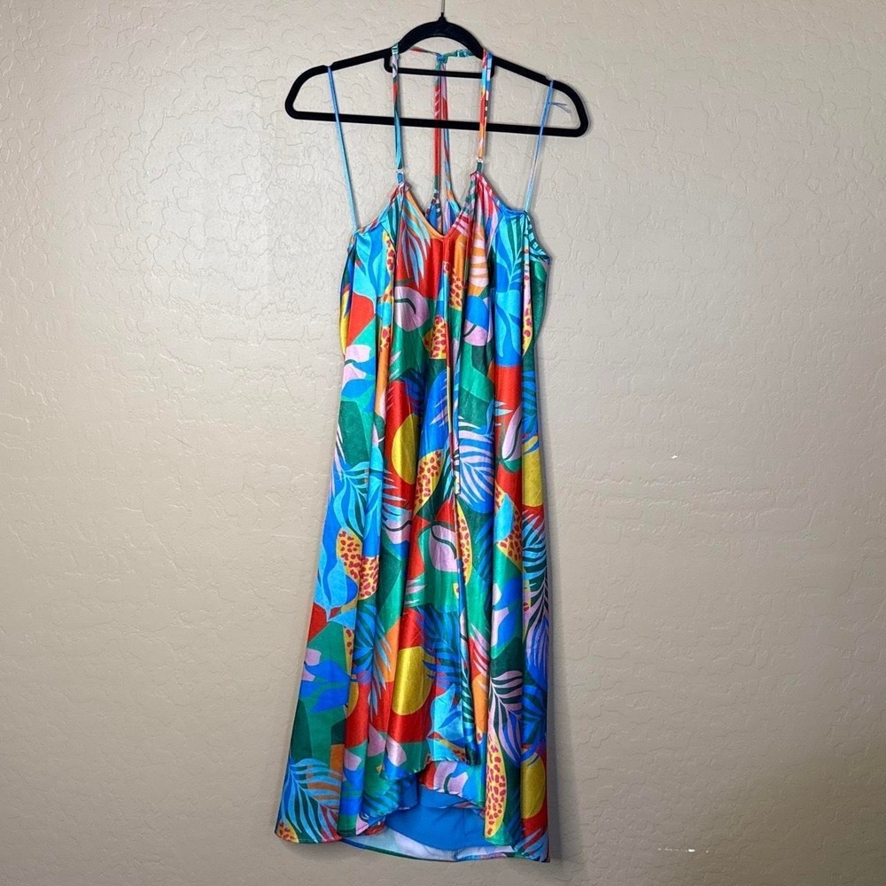 Dress Forum Los Angeles Tropical Leaf Geometric Print Maxi Dress Women's Medium